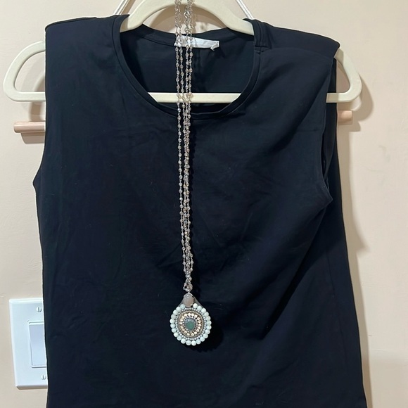 Beaded pendant necklace with double crystal light pink strands. - Picture 1 of 4